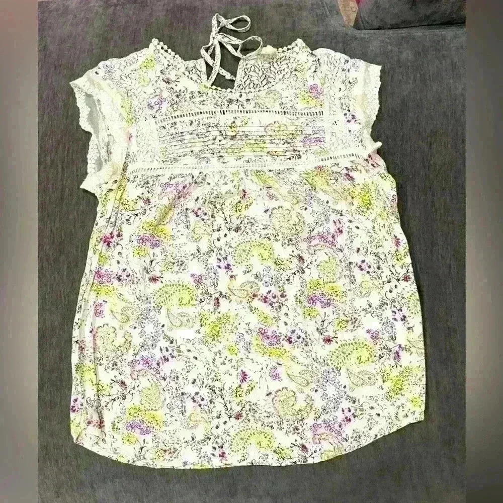 Anthropologie Meadow Rue Floral Lace Sleeveless Top - Size Small